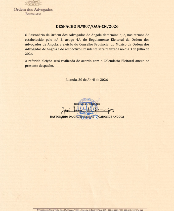 ELEIÇÃO DO CONSELHO PROVINCIAL DO MOXICO