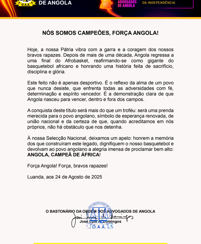 NÓS SOMOS CAMPEÕES, FORÇA ANGOLA