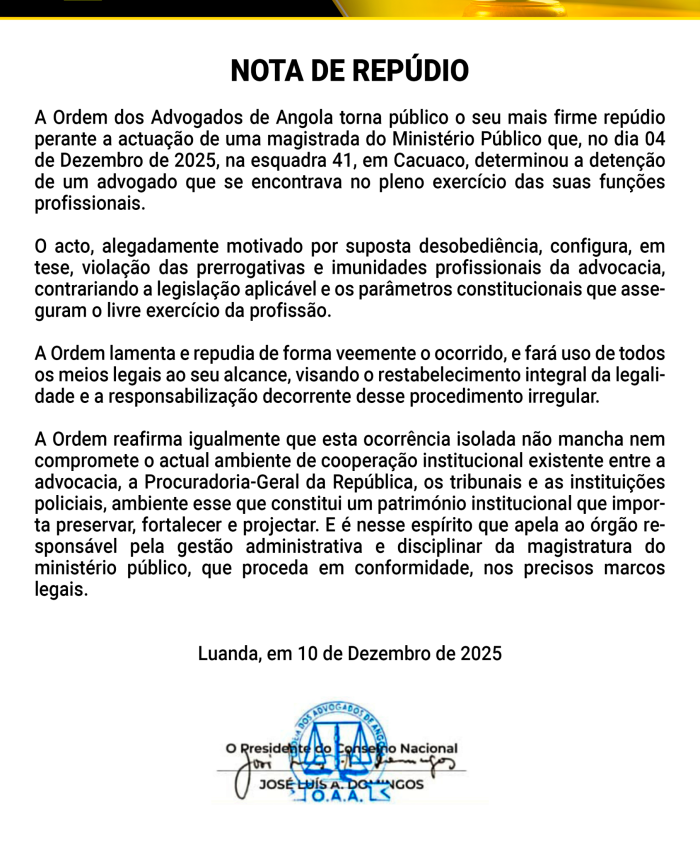 NOTA DE REPÚDIO – FACE AO ACTO CRIMINOSO DE VIOLAÇÃO SEXUAL