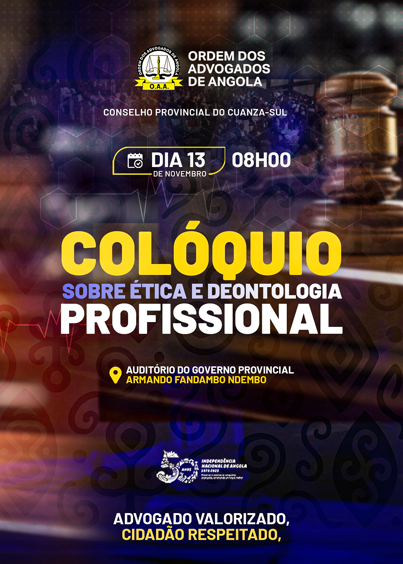 COLÓQUIO SOBRE ÉTICA E DEONTOLOGIA PROFISSIONAL – CUANZA SUL 2025