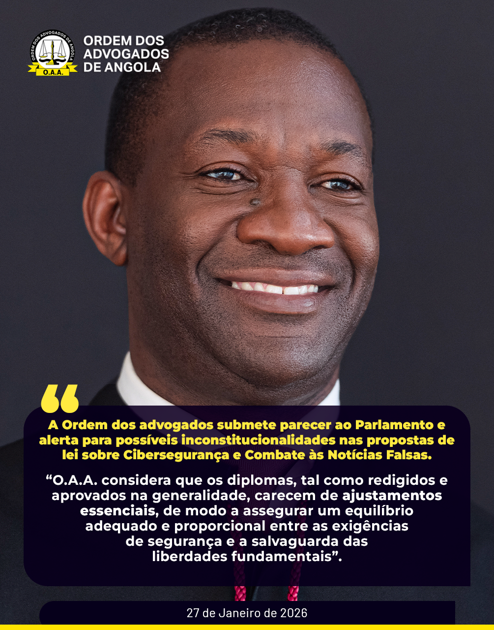 Parecer ao Parlamento e alerta para possíveis inconstitucionalidades nas propostas de lei sobre Cibersegurança e Combate às Notícias Falsas.