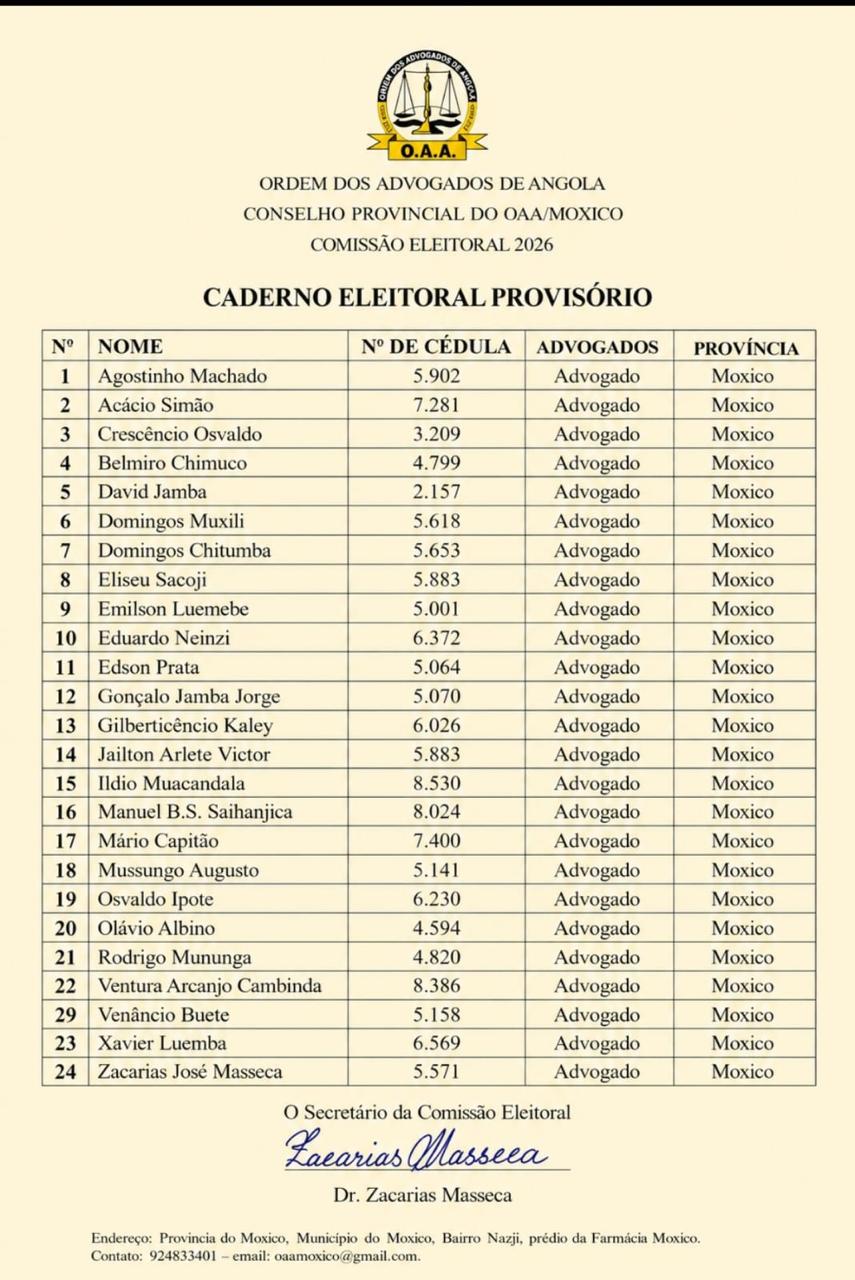 CADERNO ELEITORAL MOXIMO