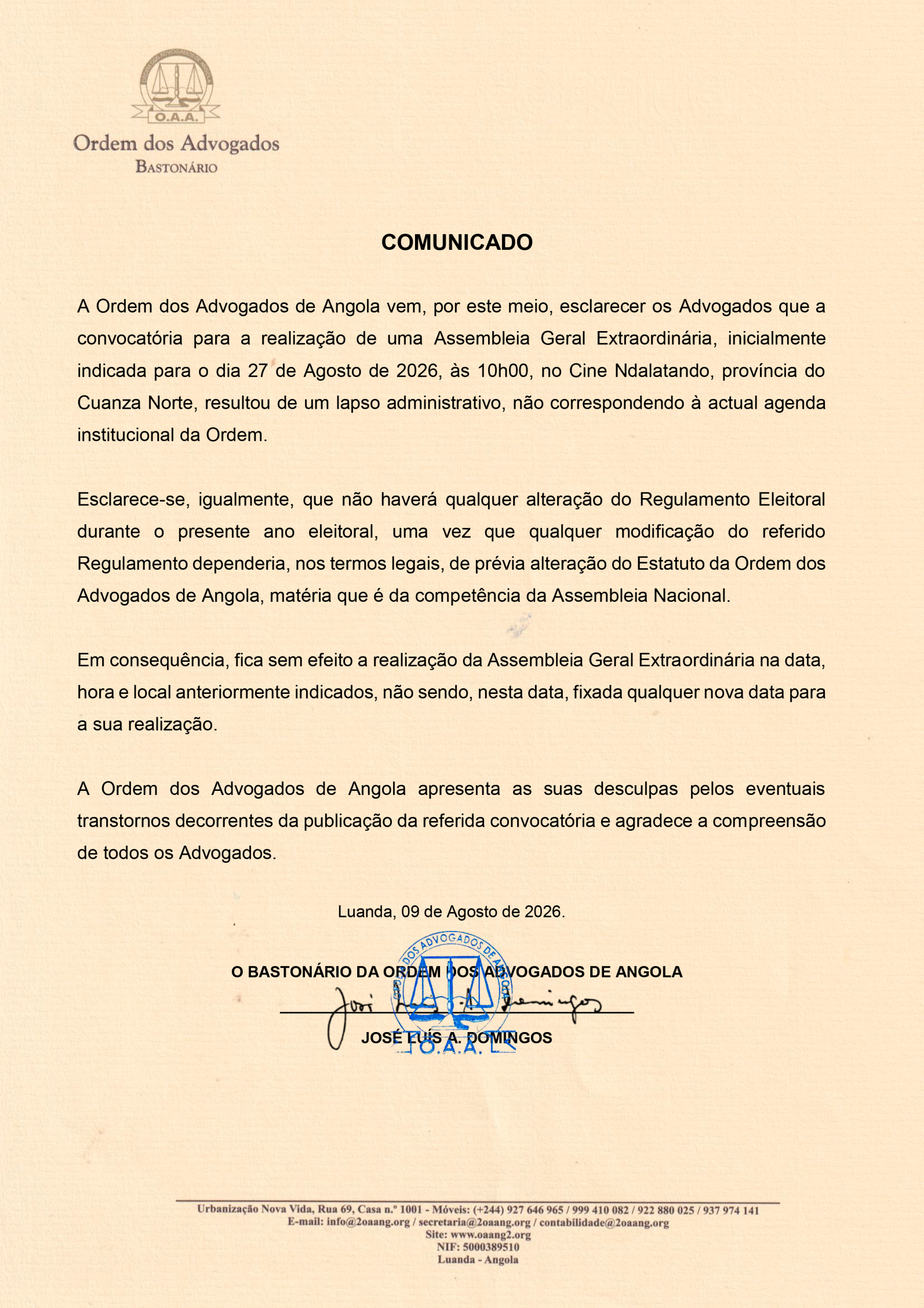 COMUNICADO – SOBRE A ASSEMBLEIA GERAL EXTRAORDINÁRIA – 2026