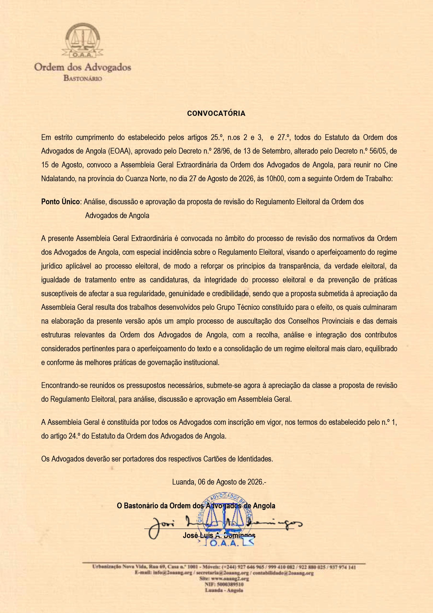CONVOCATÓRIA – ASSEMBLEIA GERAL EXTRAORDINÁRIA – AGOSTO 2026