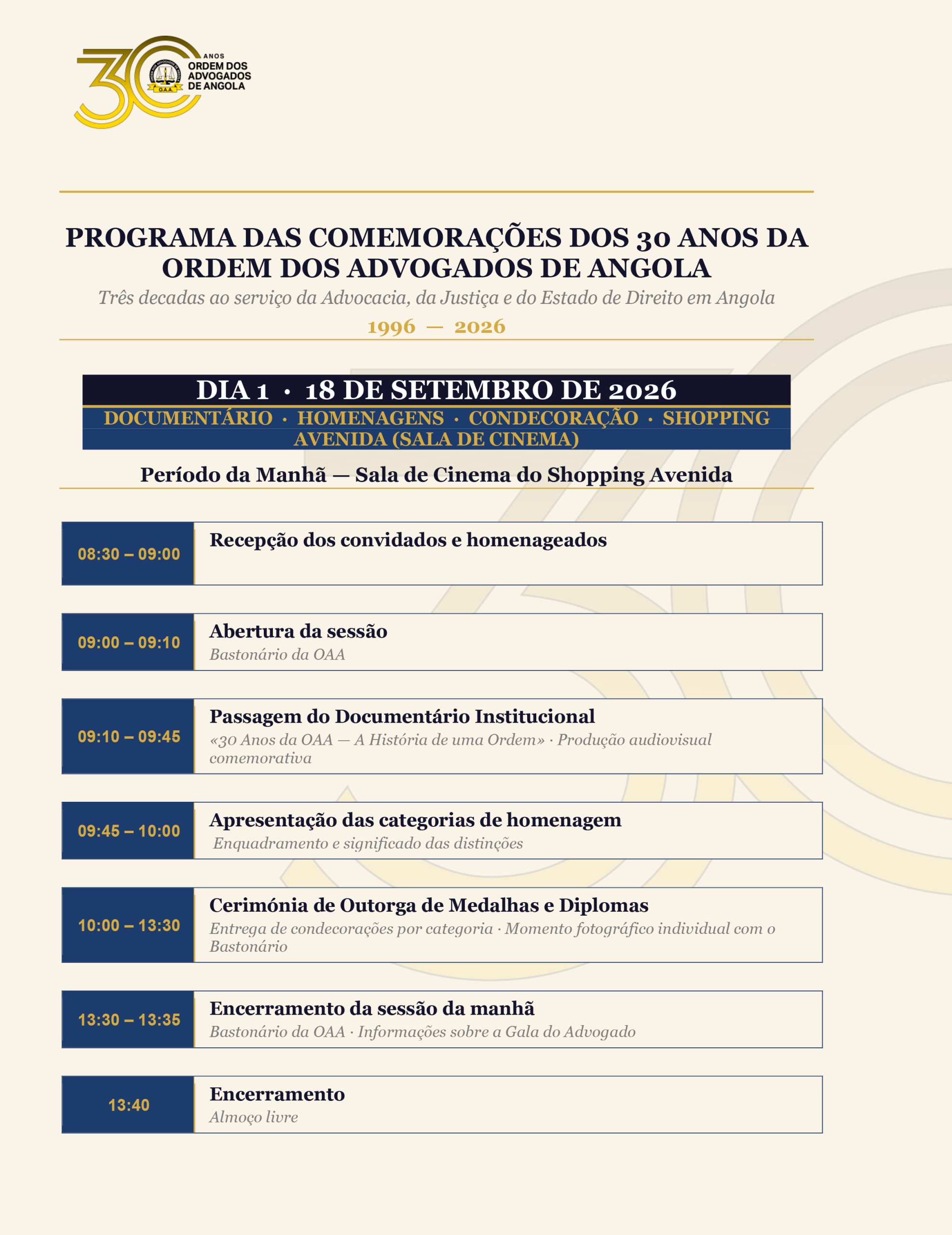 Programa Oficial - Comemorações 30 Anos OAA 2-1